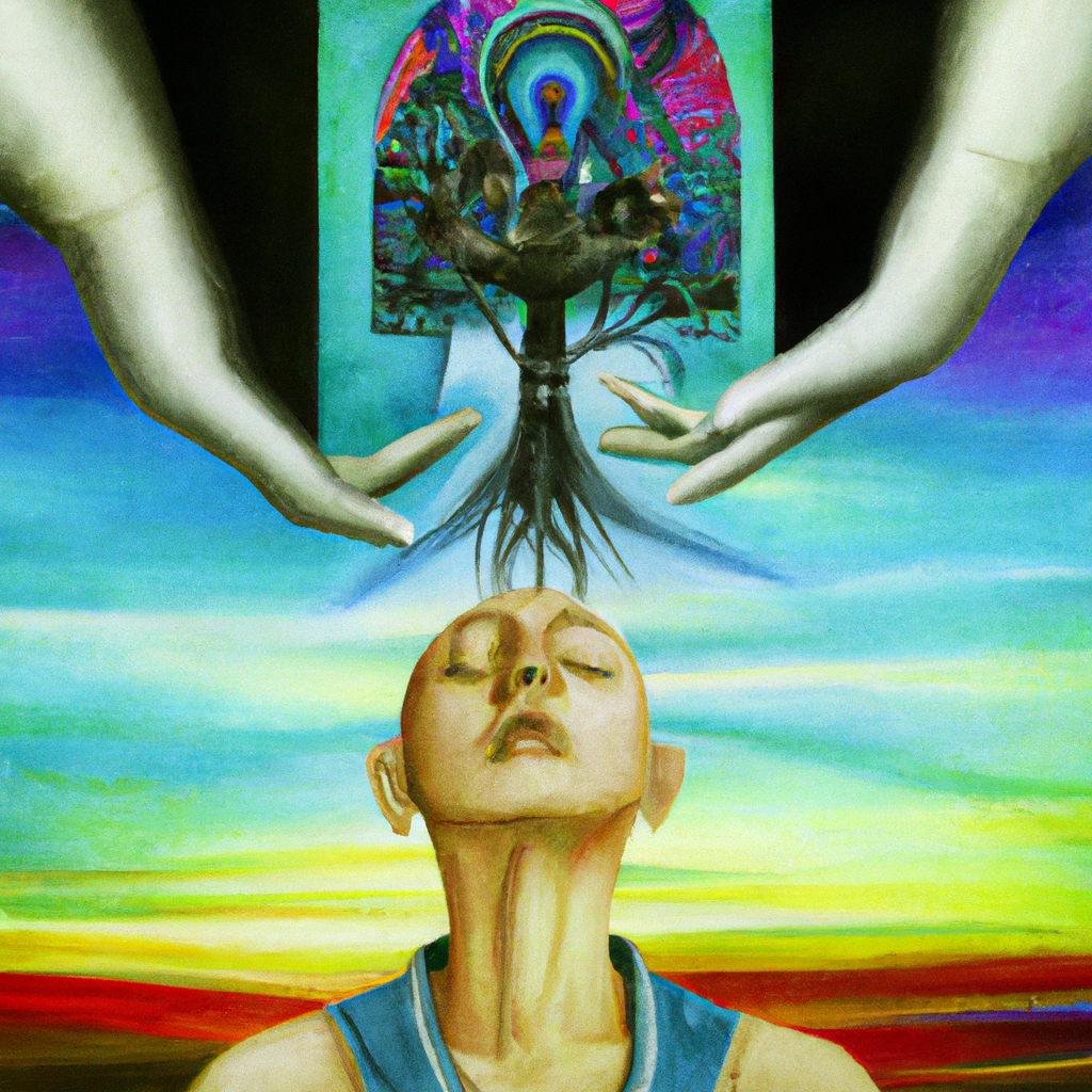 "Breathe in, Breathe out: Understanding Pranayama in Ashtanga Yoga", surrealist painting,